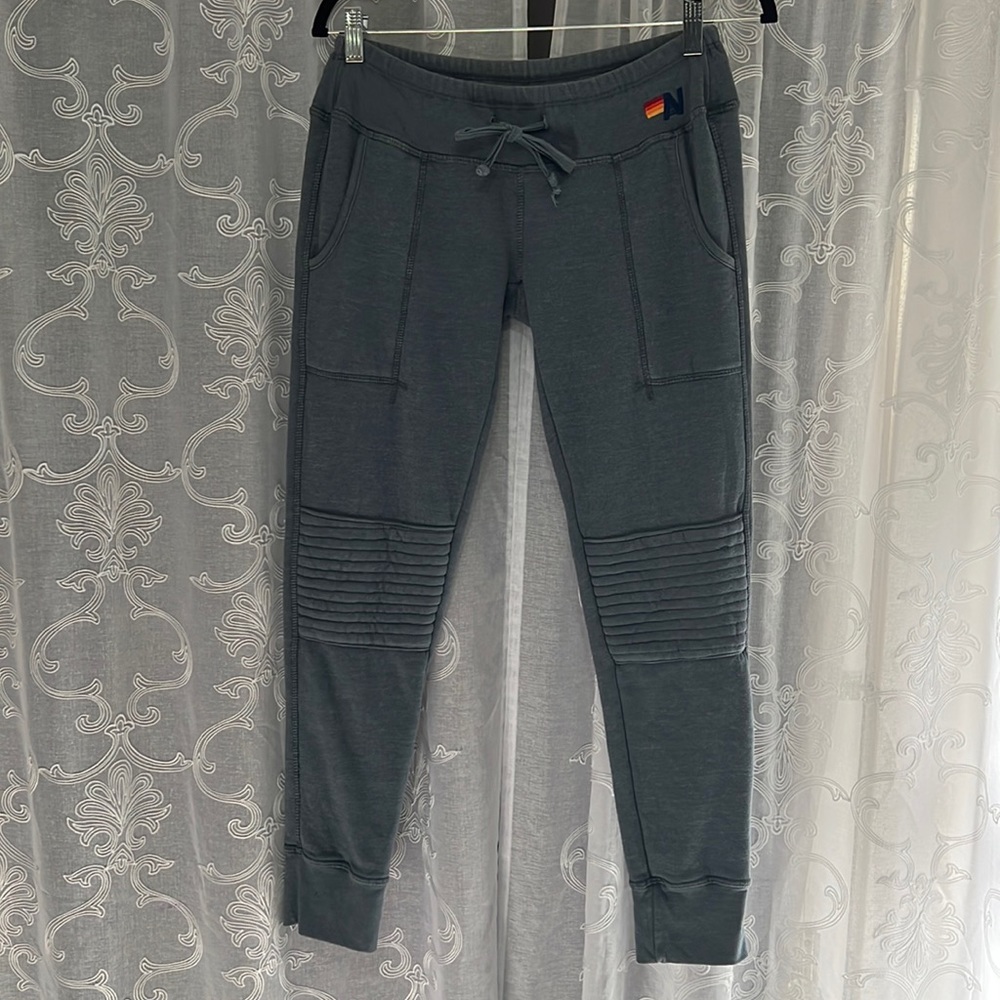 XS AVIATOR NATION GREY MOTO SWEATPANTS